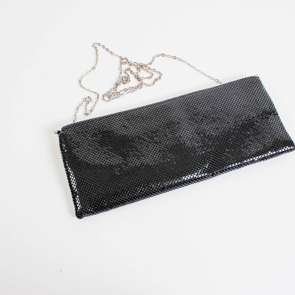 Jessica McClintock Black Metal Mesh Envelope Clutch - Picture 2 of 8
